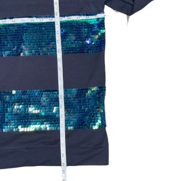 H&M Blue Irredescent Sequin Stripe Long Sleeves Top Sweatshirt Size Large - Picture 5 of 9